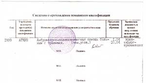 Справка о повышении квалификации по специализации «Амбулаторно-поликлиническая помощь больным с травмами»